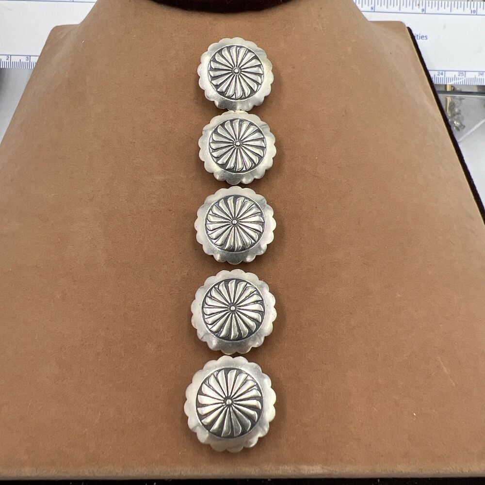 Set Of 5 Sterling Silver Button Covers Western Native American Snap On Vintage